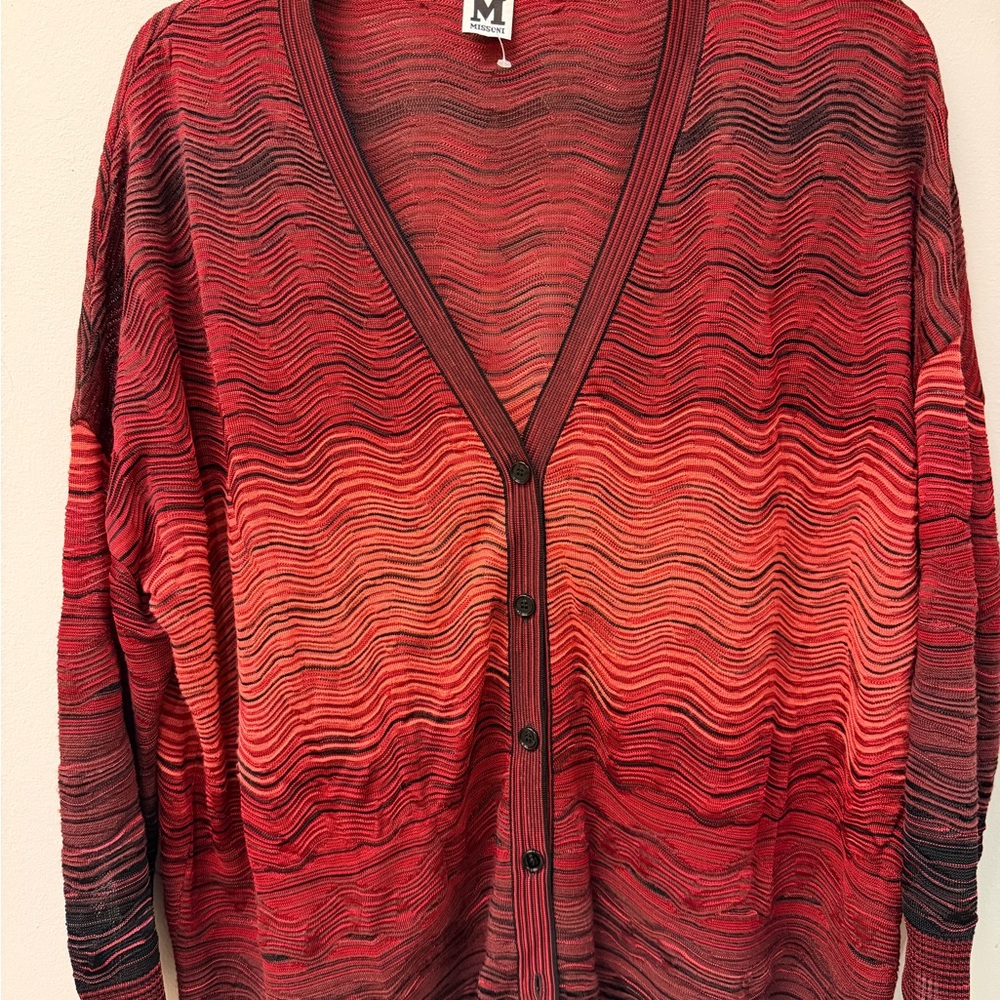 Missoni Men's Red Wave Cardigan